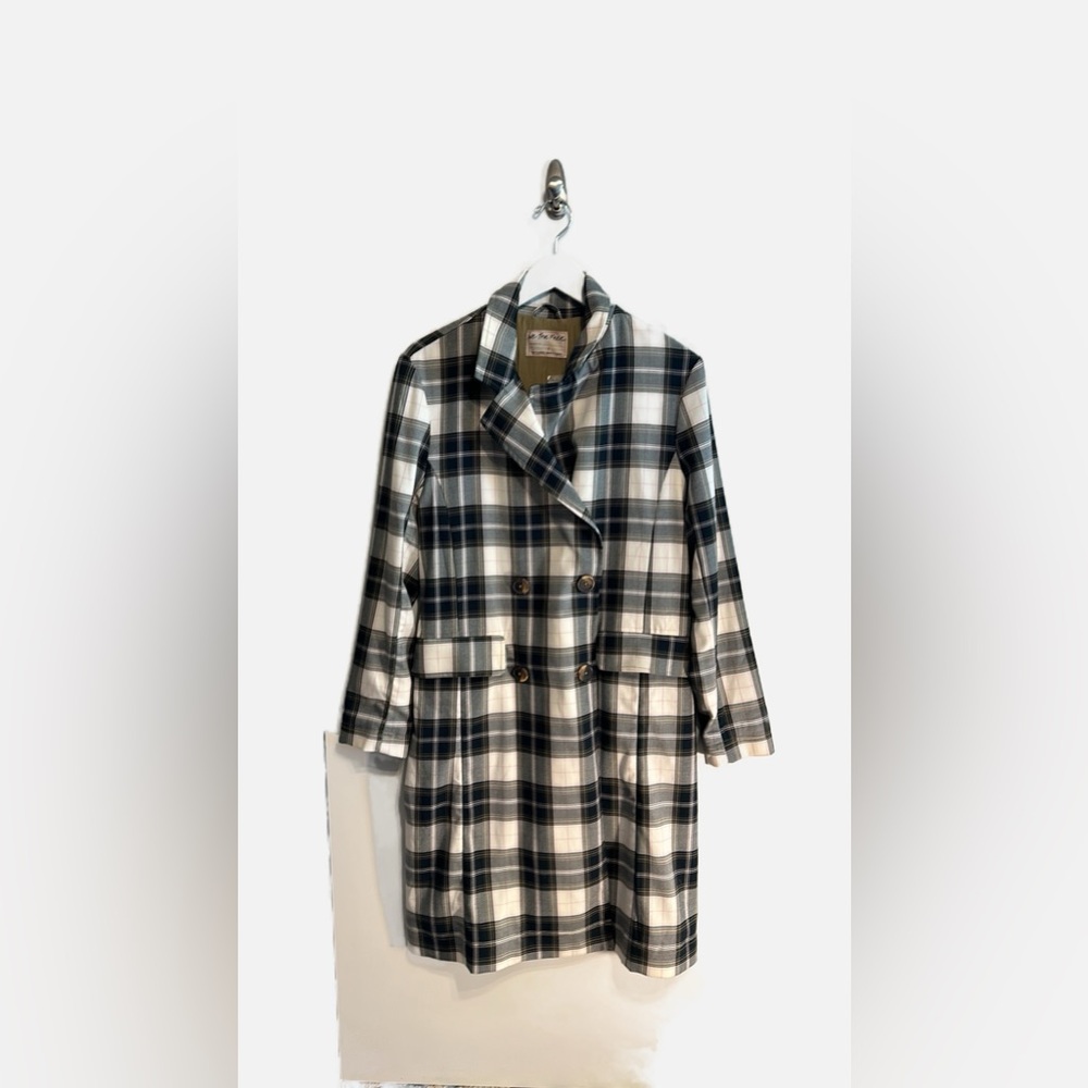Free People Women’s Freddie Longline Blazer Plaid (Black, White, Grey, Pink) SM